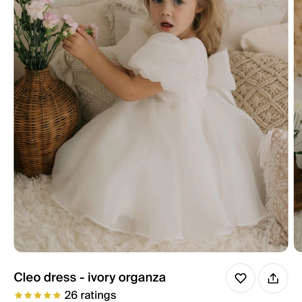 Cleo Ivory Organza Kids Formal Flower Girl Dress
